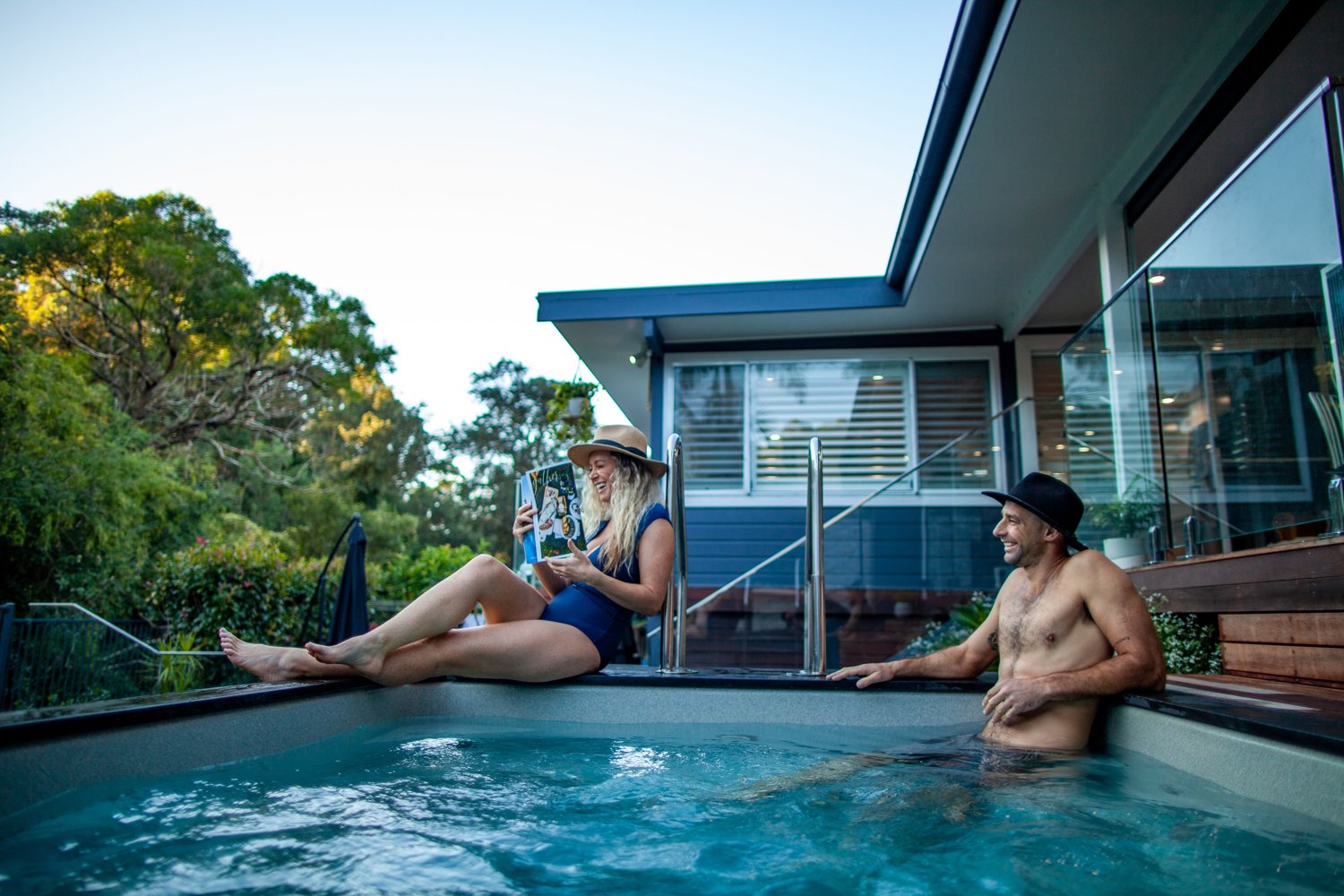 Modern fiberglass poolside